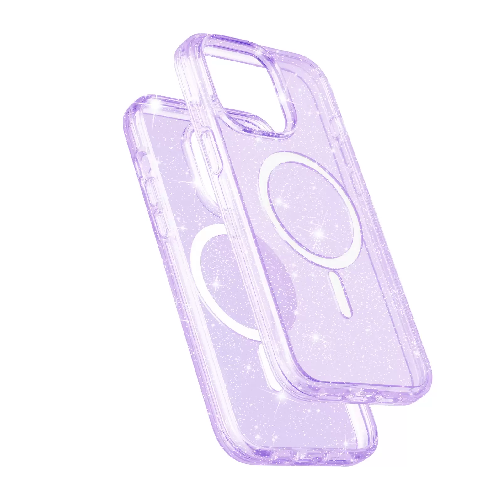 iPhone 16 Pro Fleck Glitter Case MagSafe Clear Purple